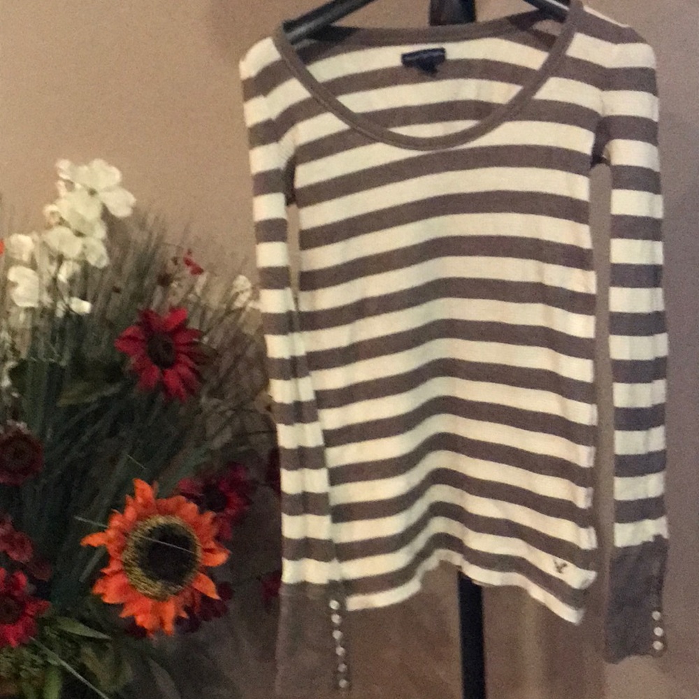 Waffle long sleeve Striped American Eagle shirt